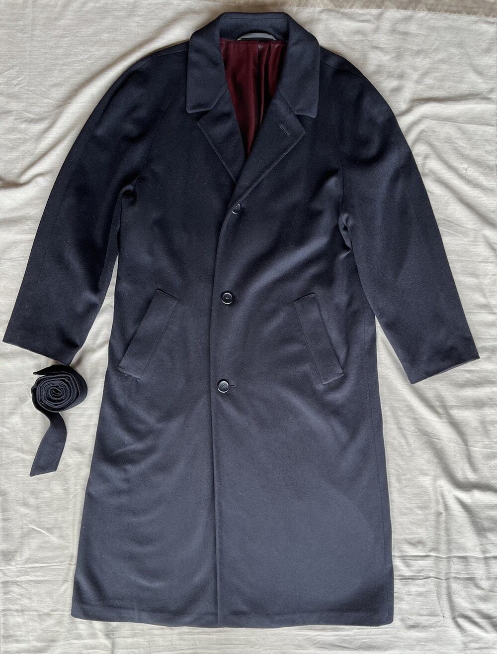 Harvey Nichols London Wool Cashmere Overcoat Womens L Black Portugal Long Coat